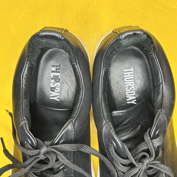Thursday Premier Everyday Shoes Men's 12 Black White Leather Low Top Sneakers - Picture 11 of 14